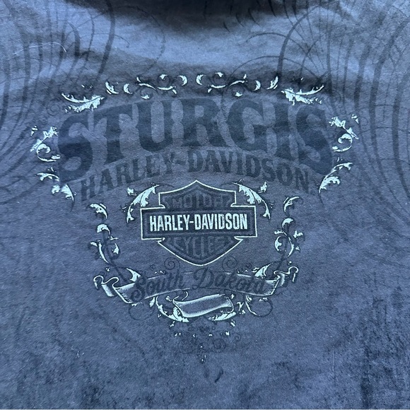 Harley Davidson | Gray & Orange Bling V-Neck Short Sleeve Tee | Size Medium - Picture 3 of 8